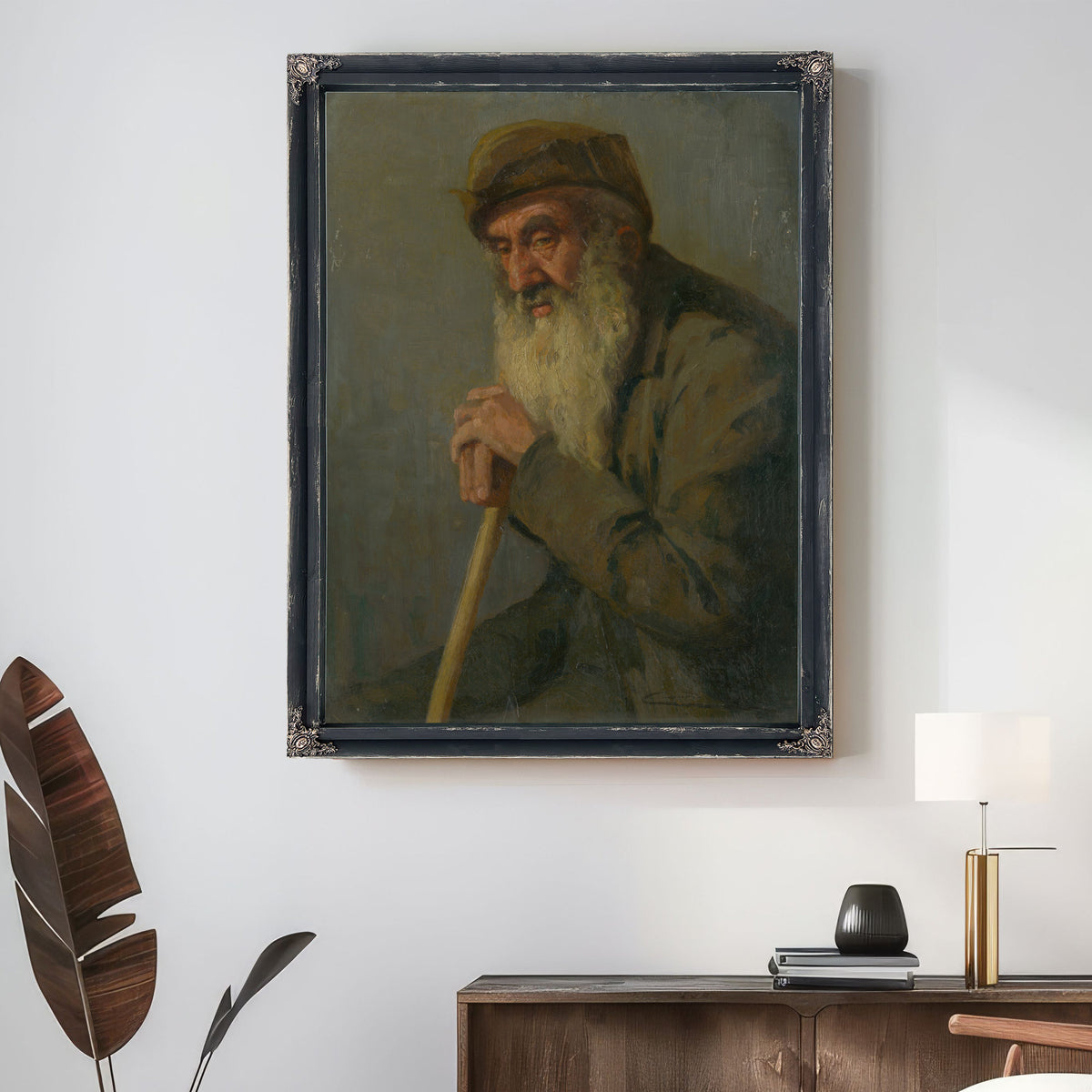 Study a Seated Old Man By Ludovit Cordak