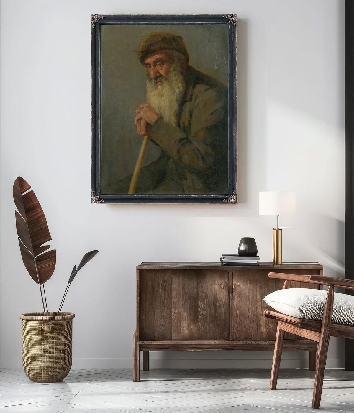 Study a Seated Old Man By Ludovit Cordak