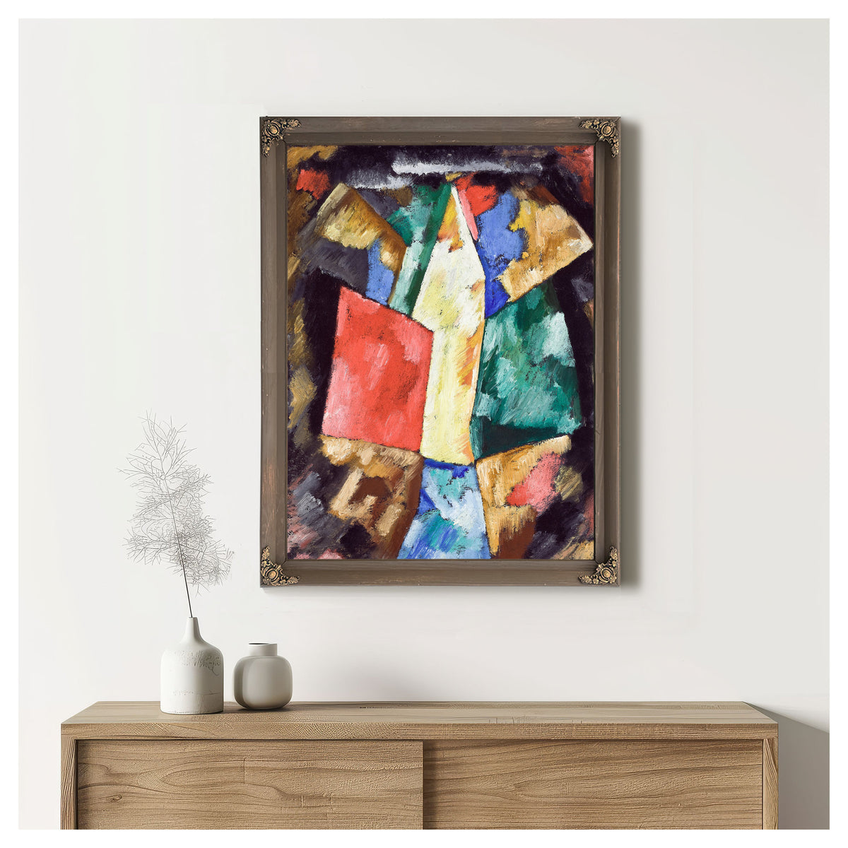Abstraction Blue Yellow Green Circa By Marsden Hartley