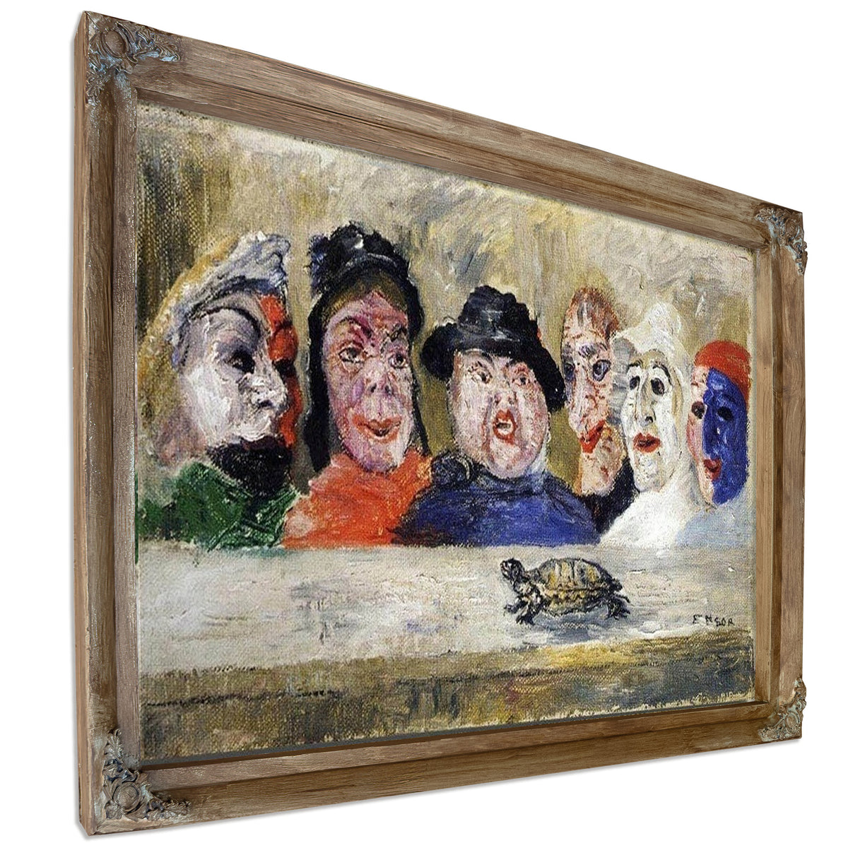 Masks Watching A Turtle By James Ensor