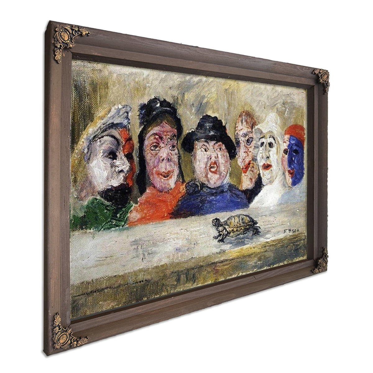 Masks Watching A Turtle By James Ensor