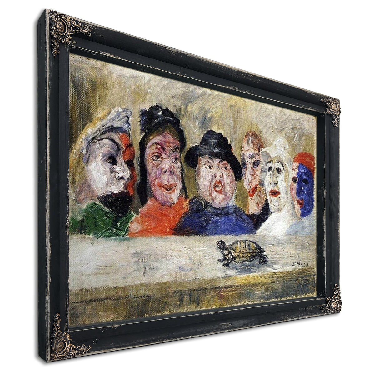 Masks Watching A Turtle By James Ensor