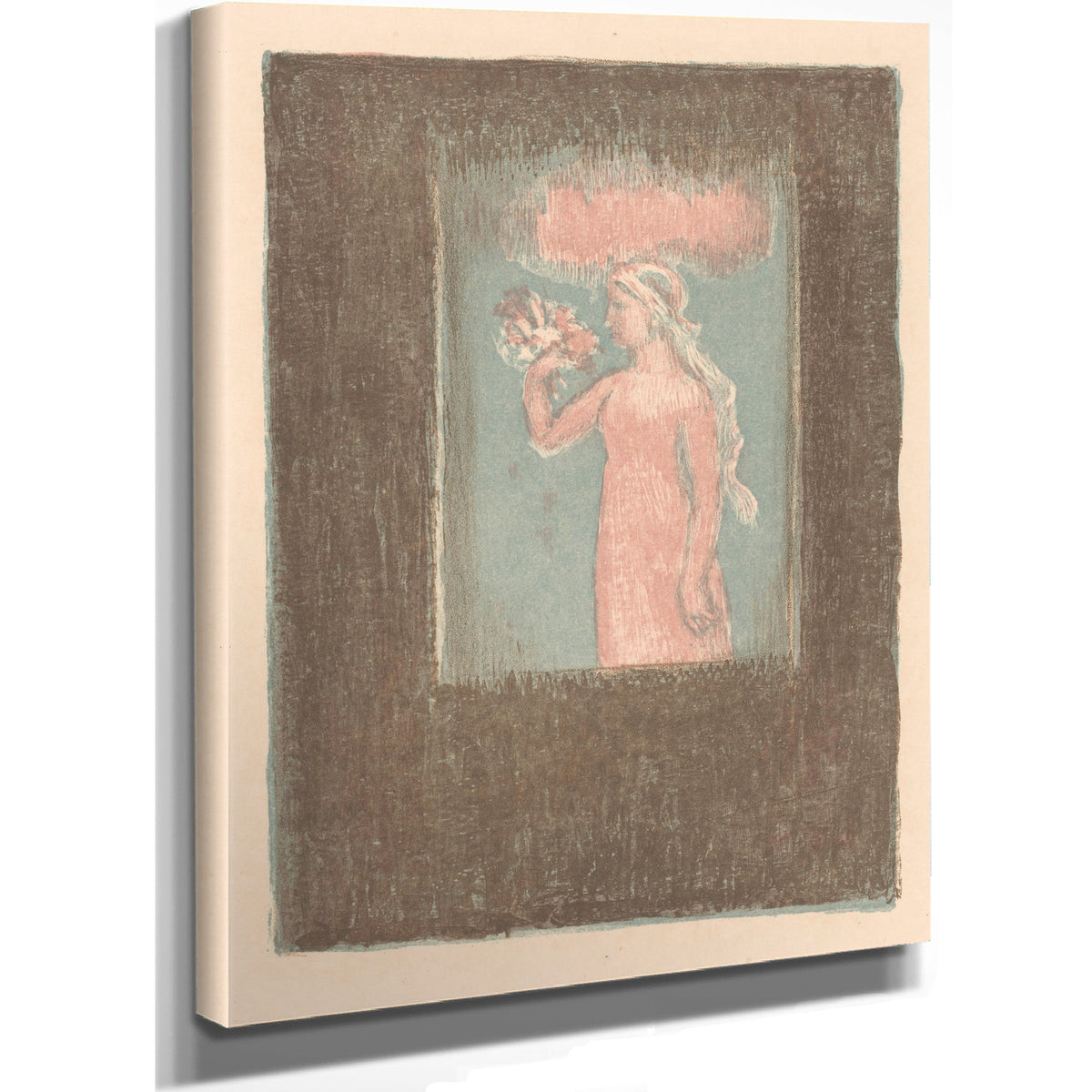 Jong Meisje Met Bloemen Voor Een By Maurice Denis