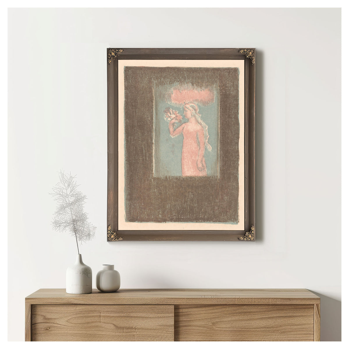 Jong Meisje Met Bloemen Voor Een By Maurice Denis