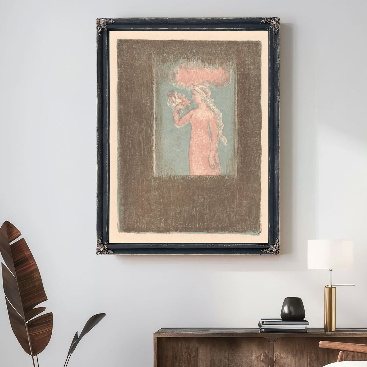Jong Meisje Met Bloemen Voor Een By Maurice Denis
