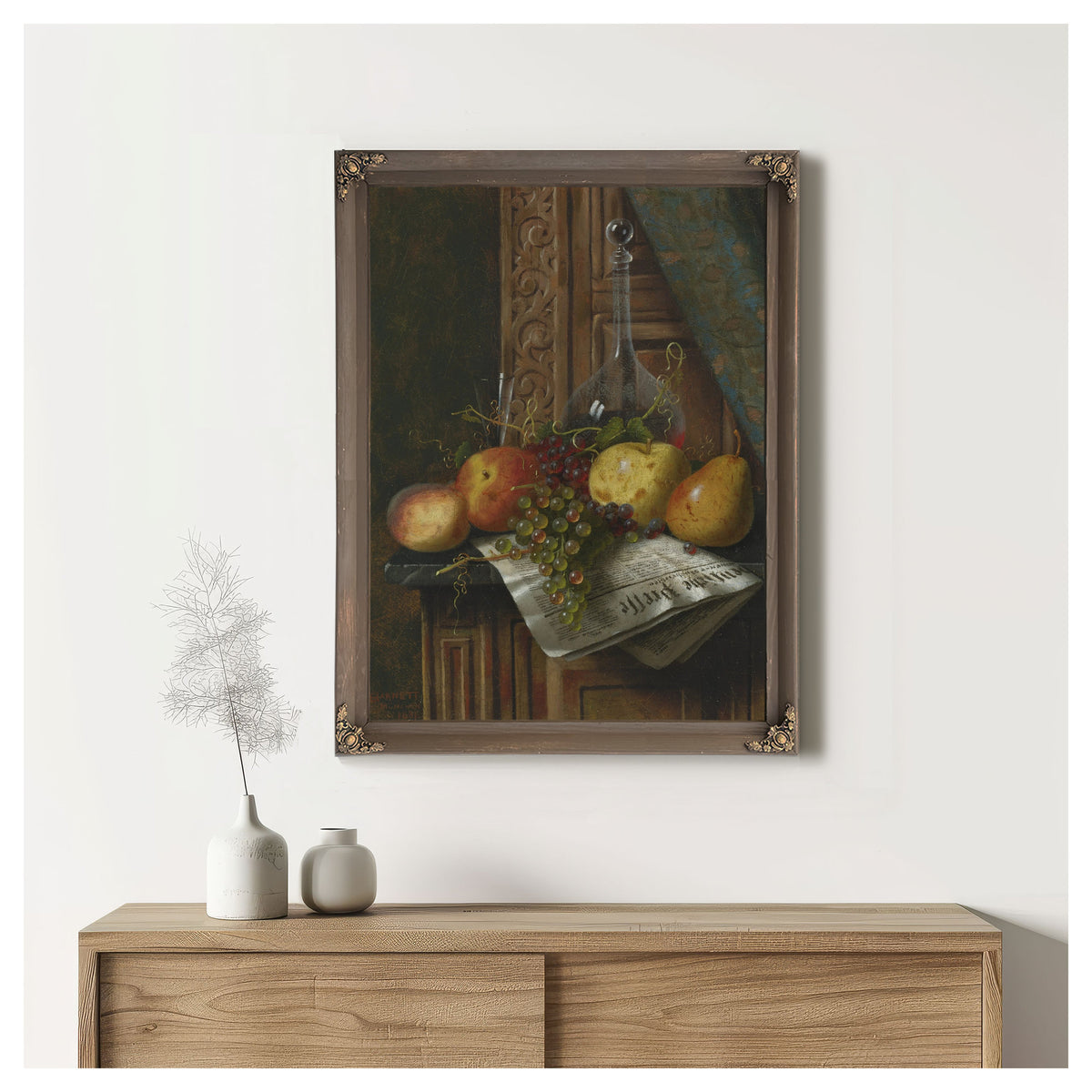 Still Life Munich Newspaper Fruit By Michael Harnett