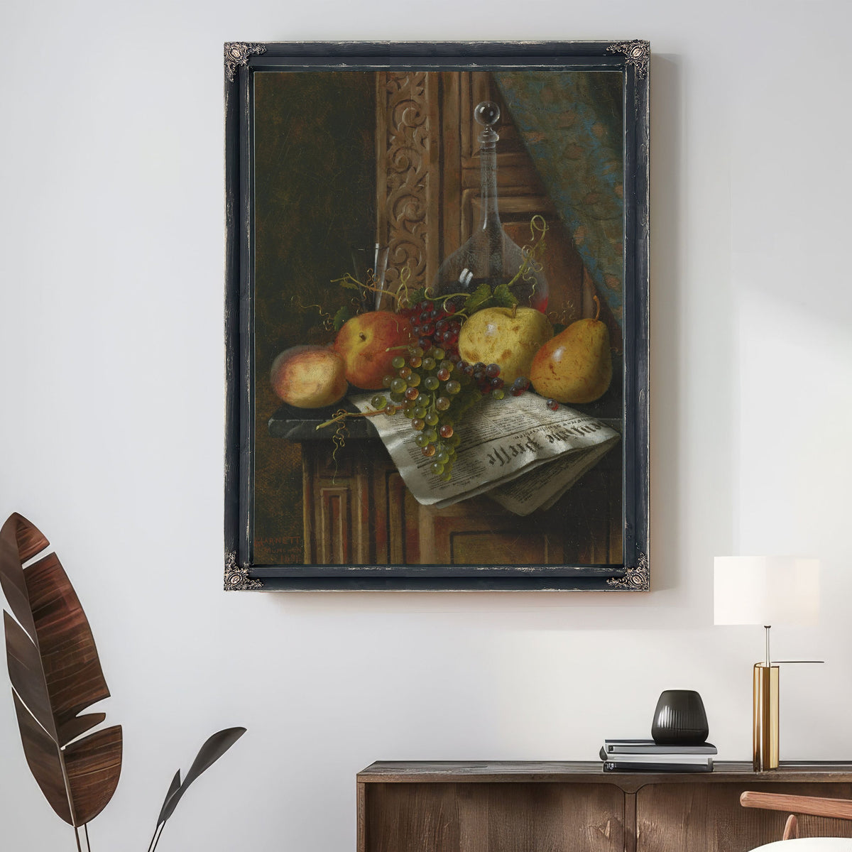 Still Life Munich Newspaper Fruit By Michael Harnett