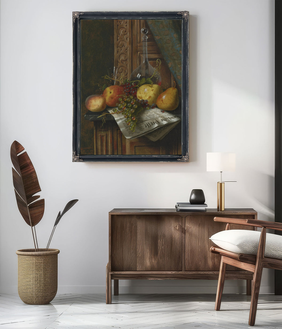 Still Life Munich Newspaper Fruit By Michael Harnett