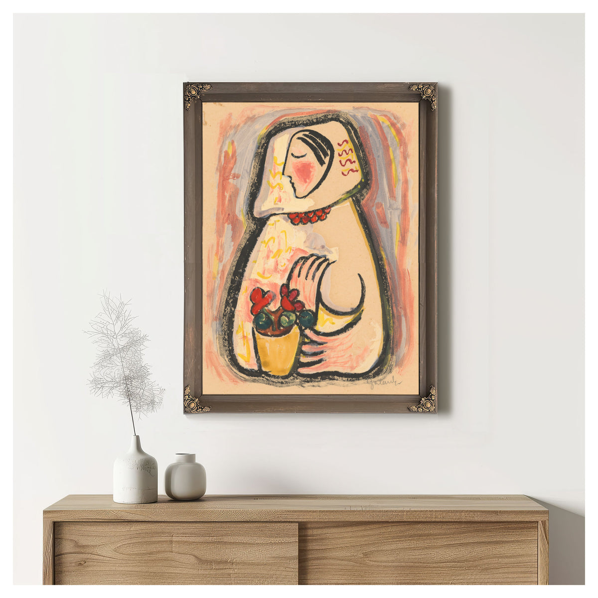 Girl a Basket Flowers 1937 1938 By Mikulas Galanda