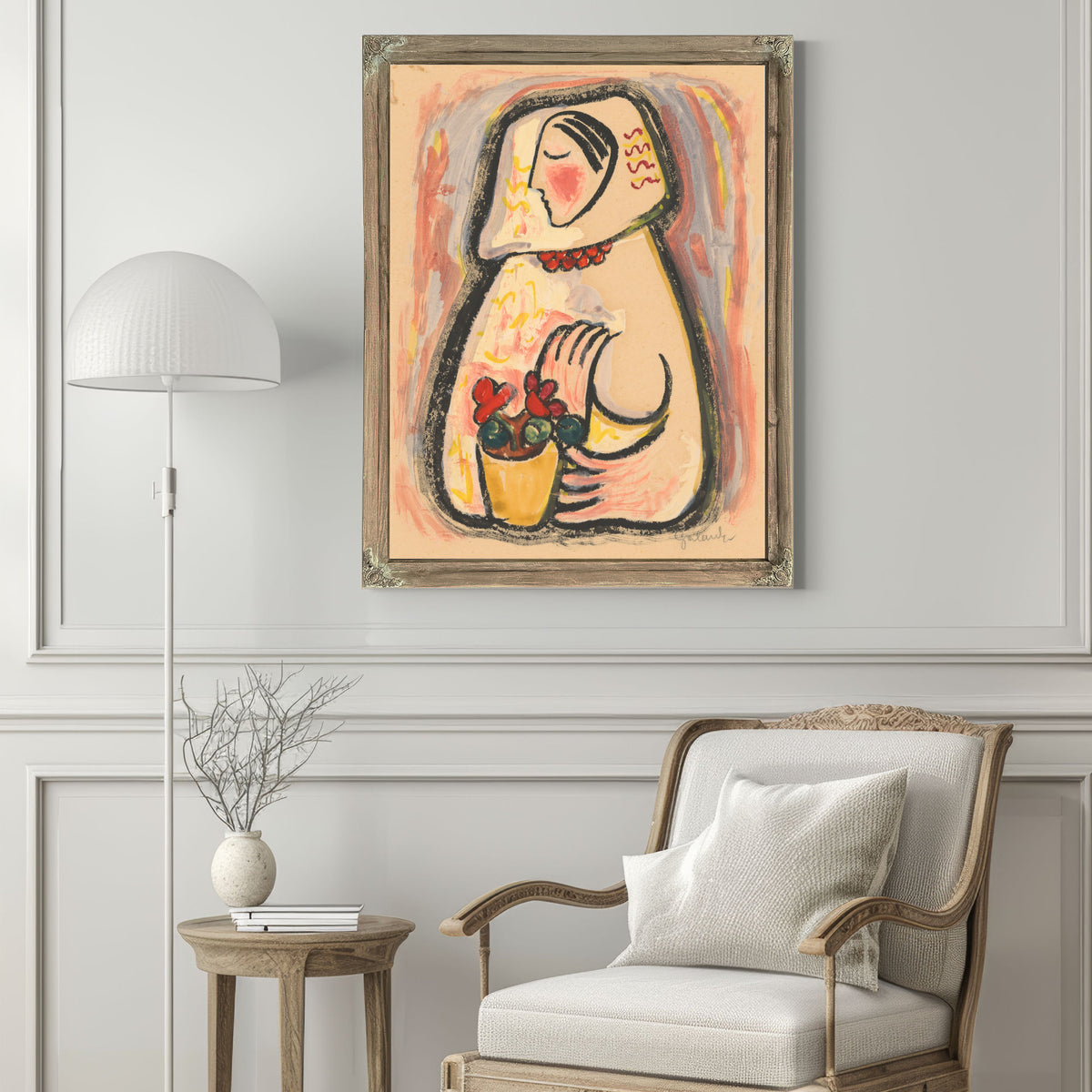 Girl a Basket Flowers 1937 1938 By Mikulas Galanda
