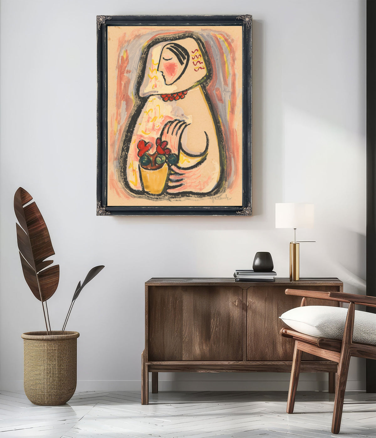 Girl a Basket Flowers 1937 1938 By Mikulas Galanda