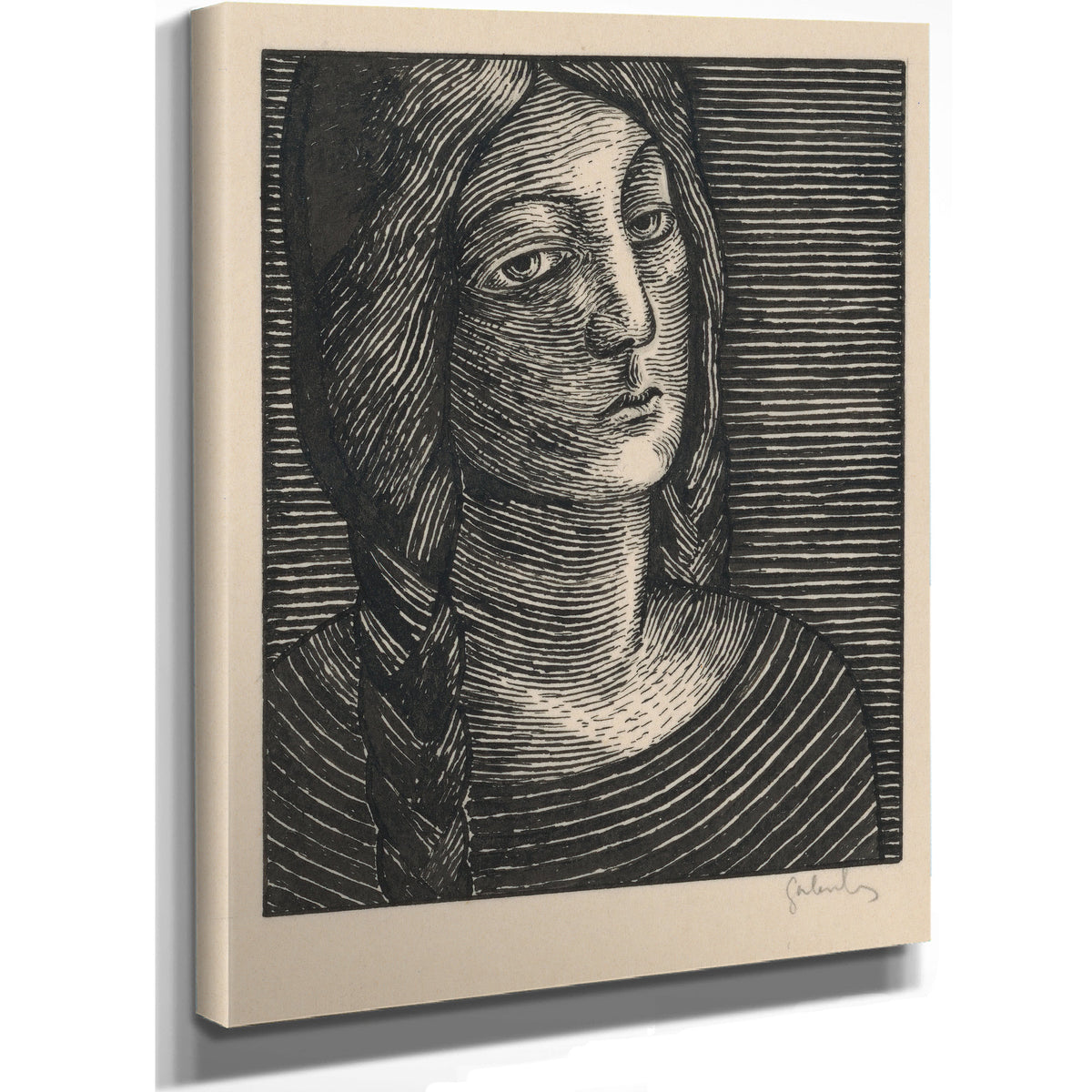 Head a Woman Long Braids 1925 By Mikulas Galanda