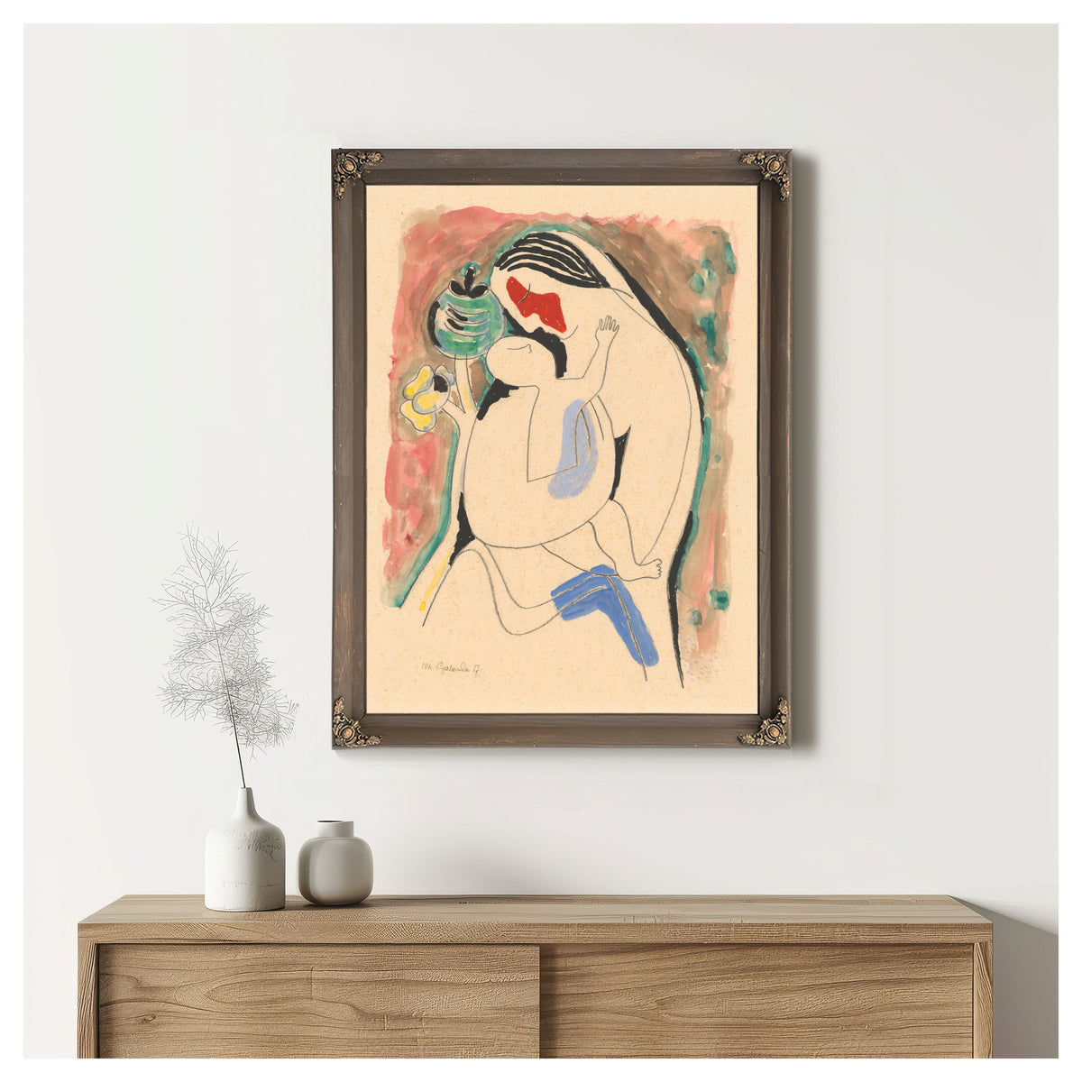 Mother Baby Flower 1937 By Mikulas Galanda