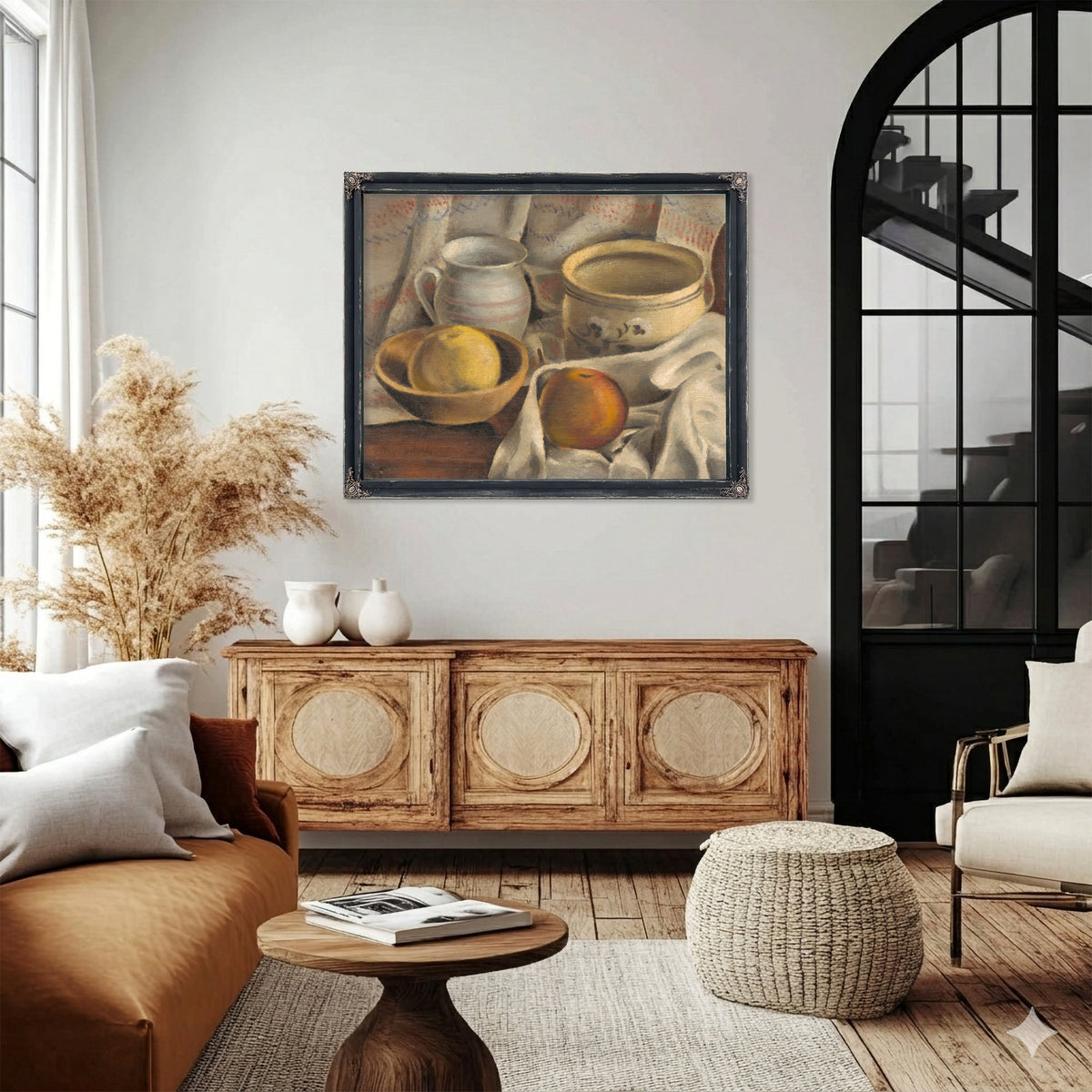 Still Life Ceramic Pots Apples By Mikulas Galanda
