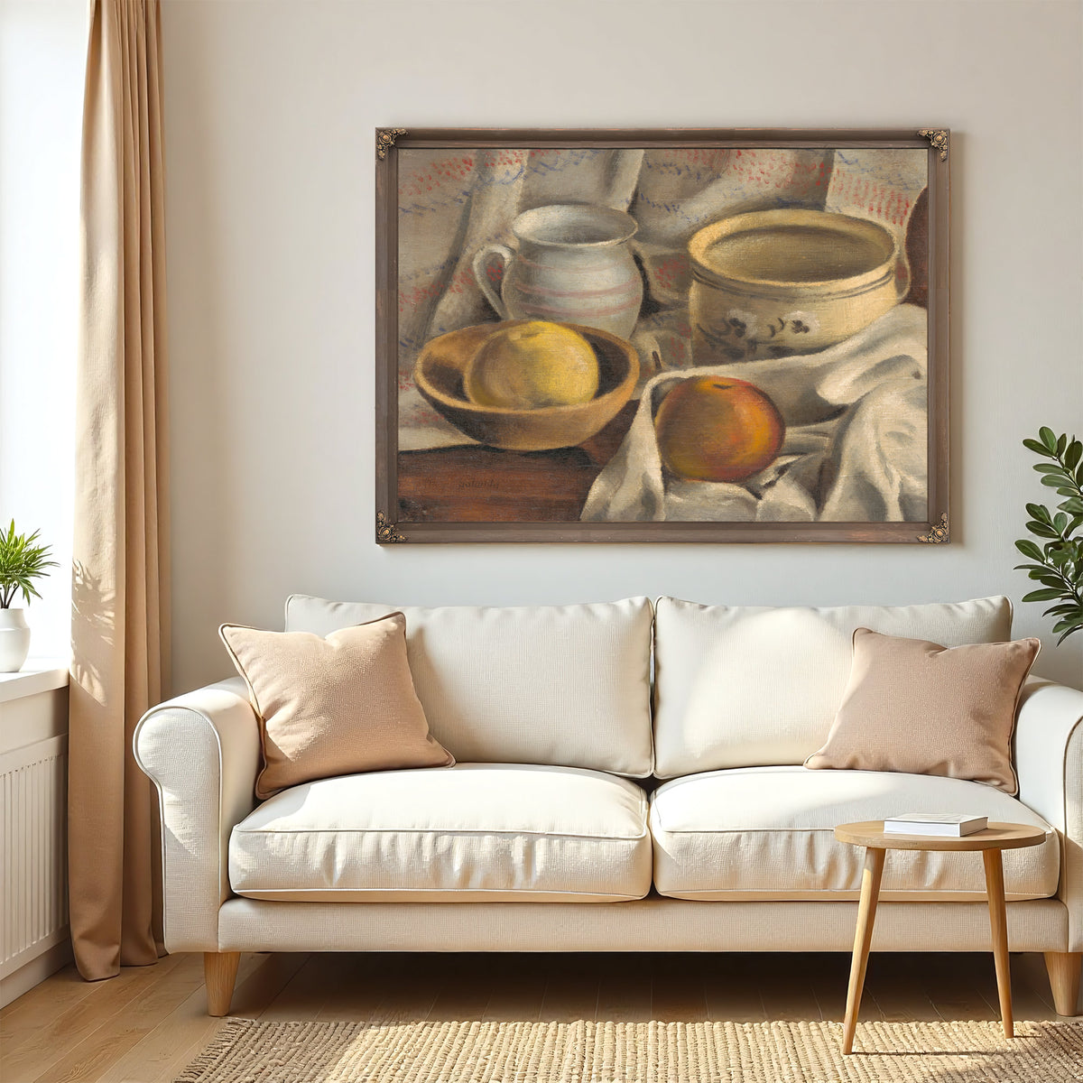 Still Life Ceramic Pots Apples By Mikulas Galanda