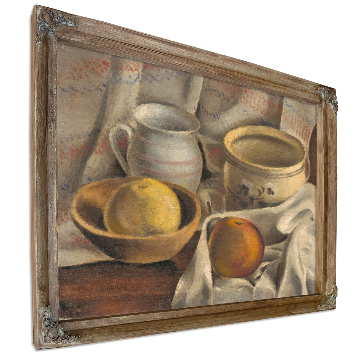 Still Life Ceramic Pots Apples By Mikulas Galanda