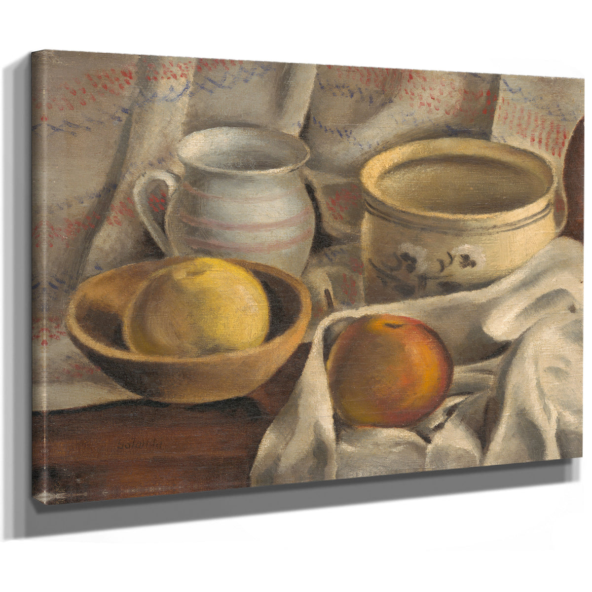 Still Life Ceramic Pots Apples By Mikulas Galanda