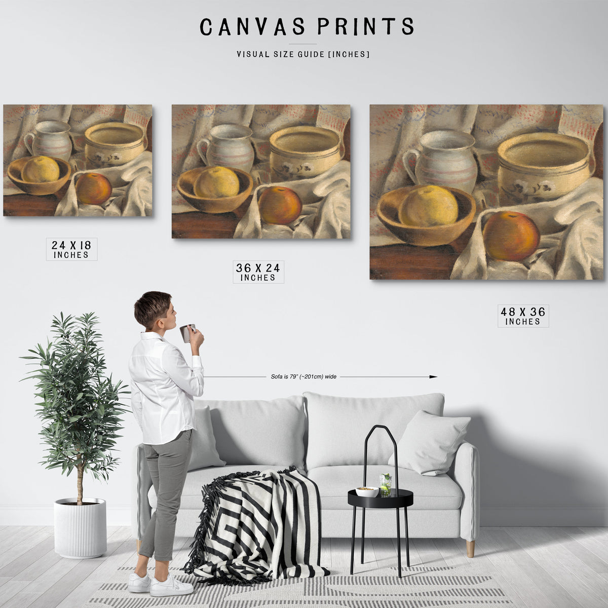 Still Life Ceramic Pots Apples By Mikulas Galanda