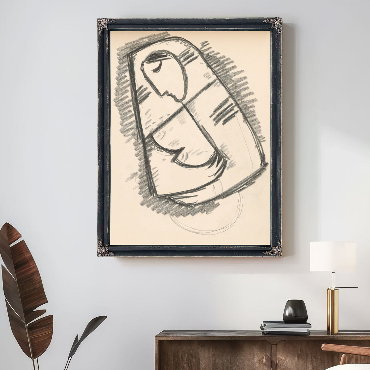 Study a Woman a Scarf Composed a By Mikulas Galanda