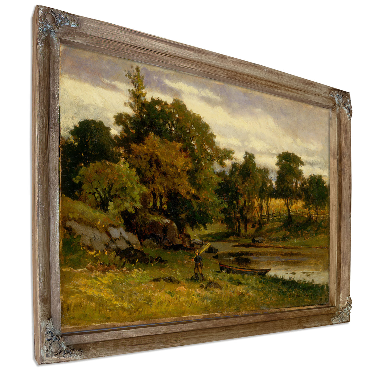 Untitled Landscape Boat Moored Near By Mitchell Bannister