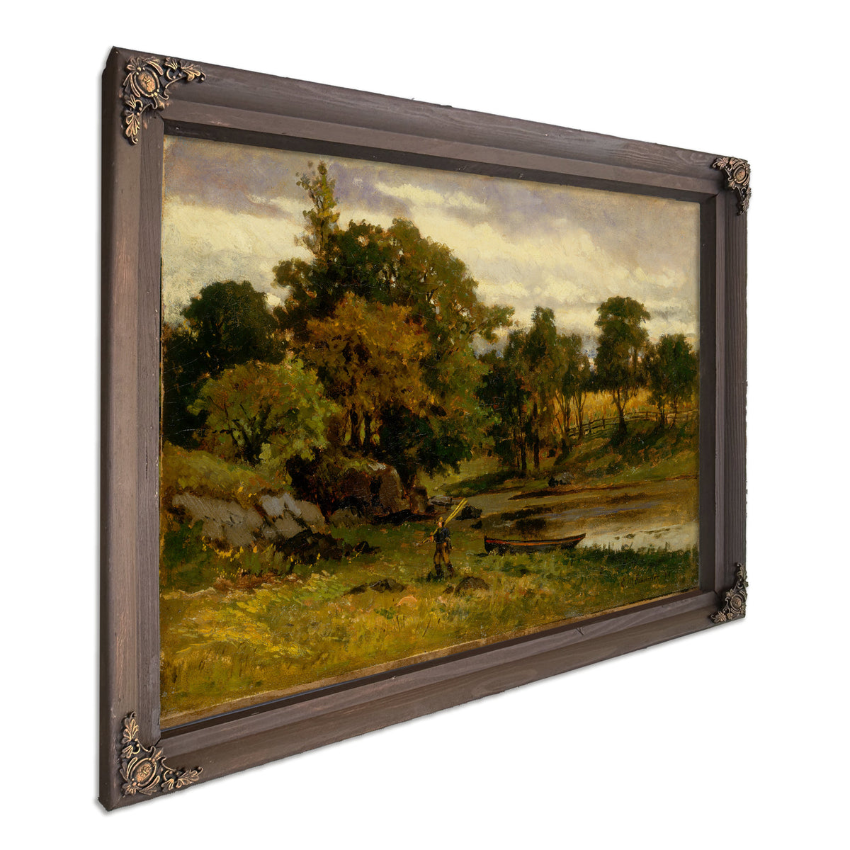 Untitled Landscape Boat Moored Near By Mitchell Bannister