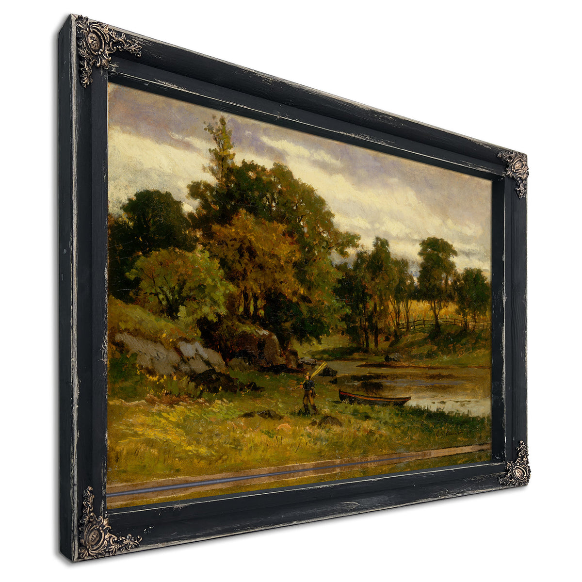 Untitled Landscape Boat Moored Near By Mitchell Bannister