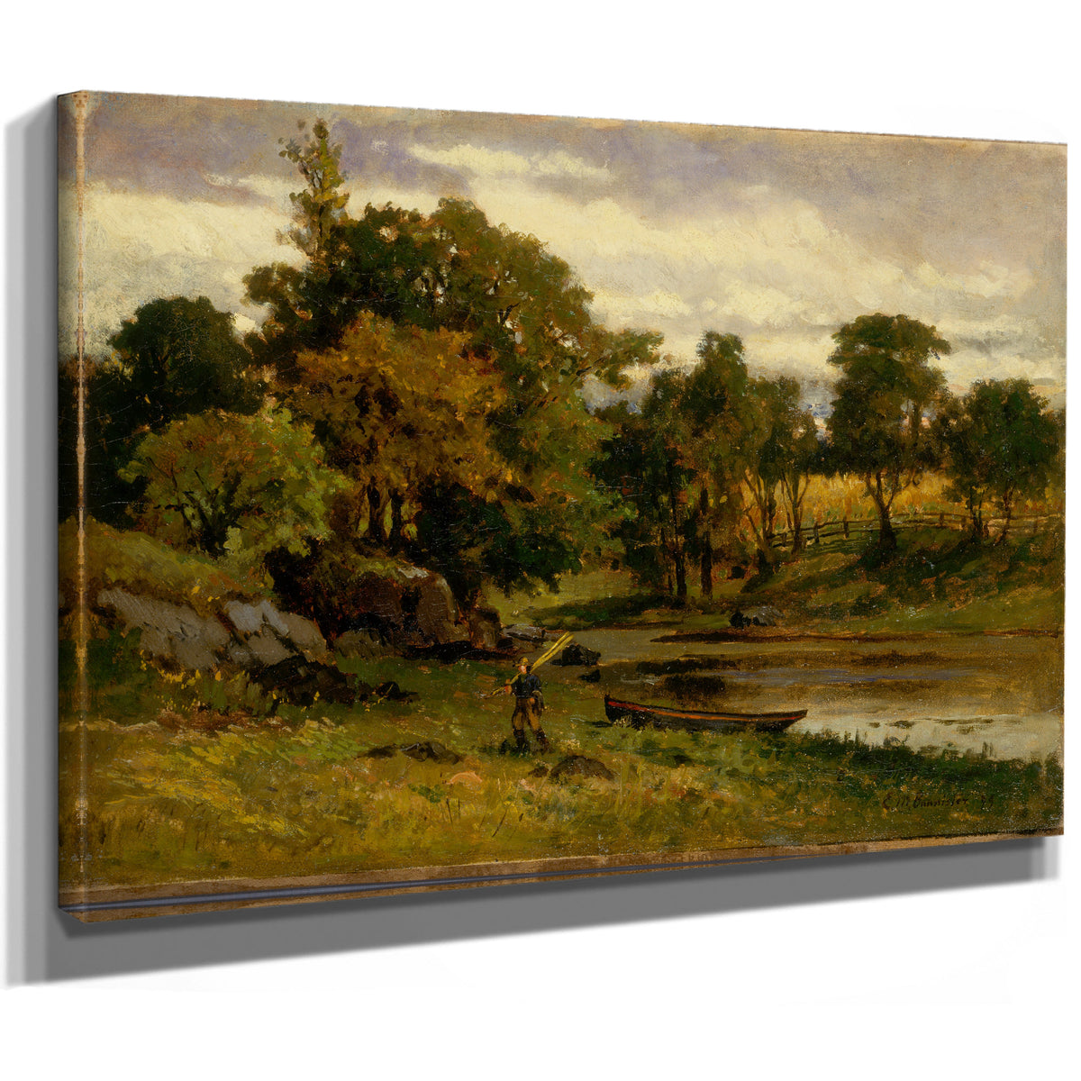 Untitled Landscape Boat Moored Near By Mitchell Bannister