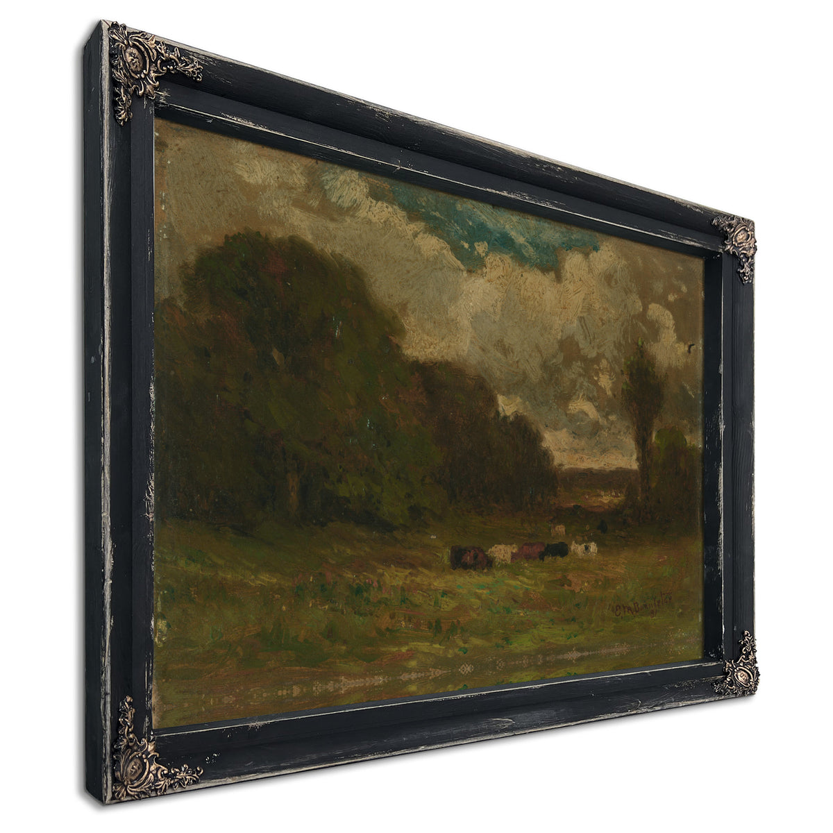 Untitled Landscape Cows Trees By Mitchell Bannister