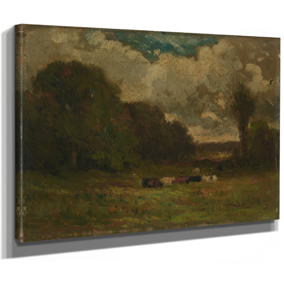 Untitled Landscape Cows Trees By Mitchell Bannister