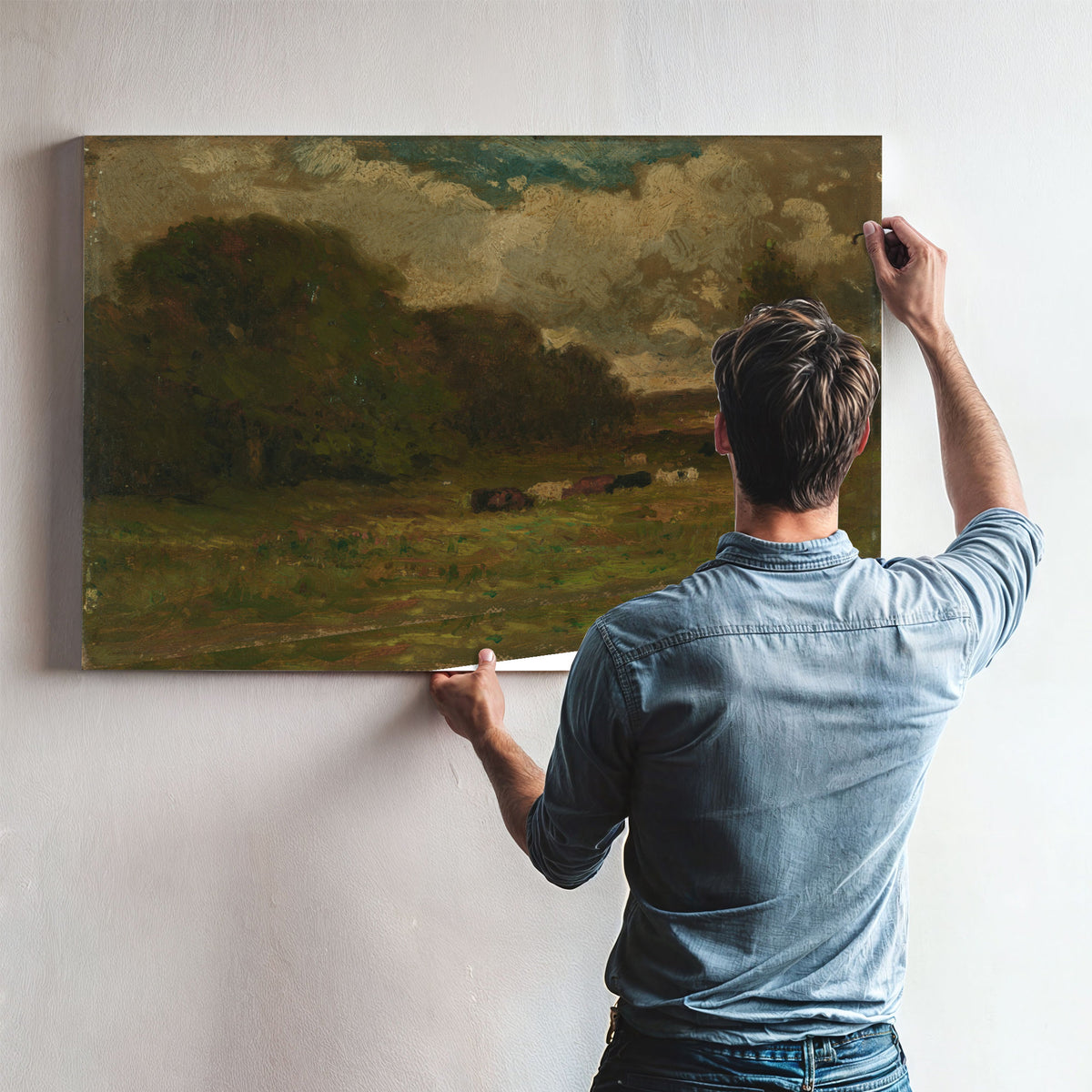 Untitled Landscape Cows Trees By Mitchell Bannister