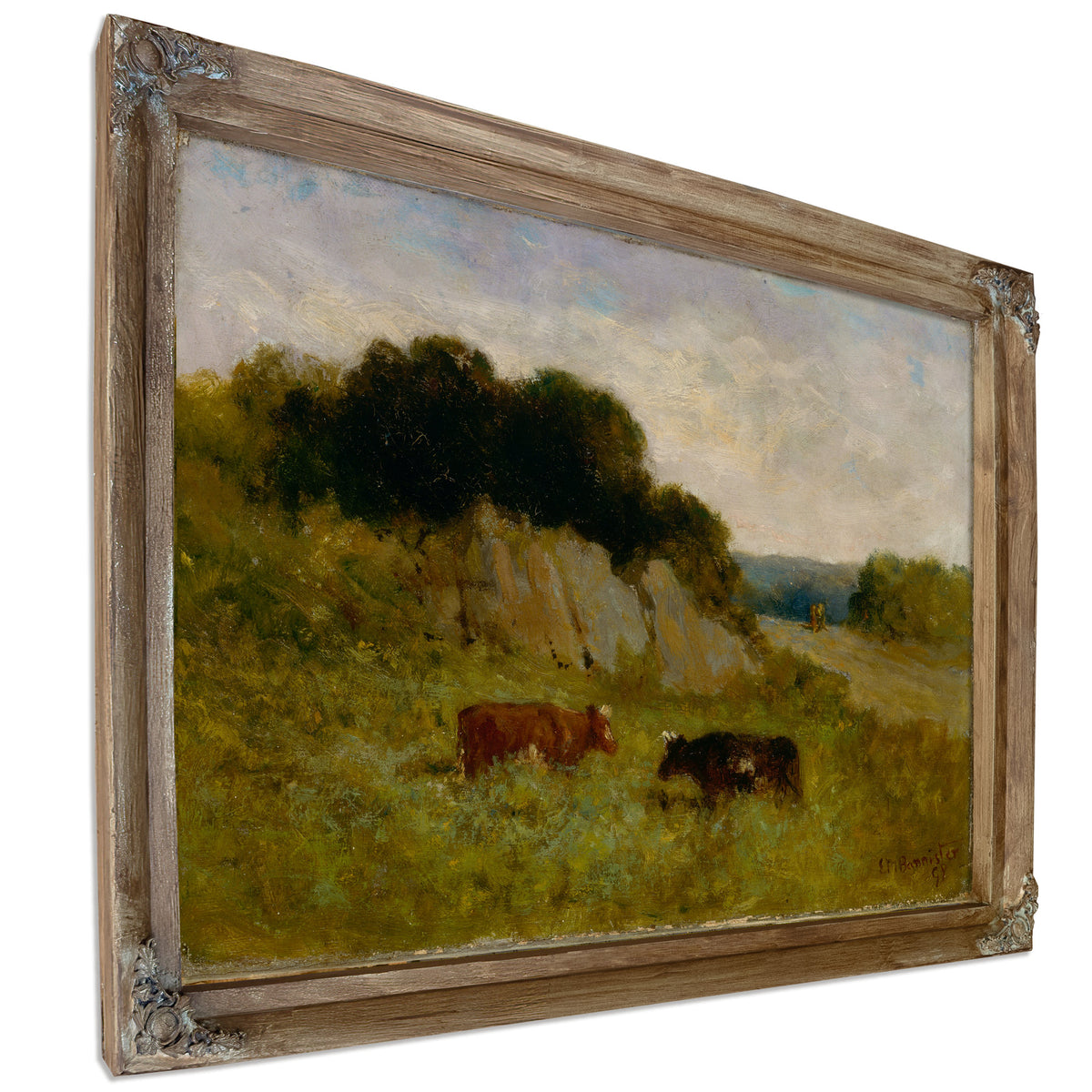 Untitled Landscape Two Cows By Mitchell Bannister