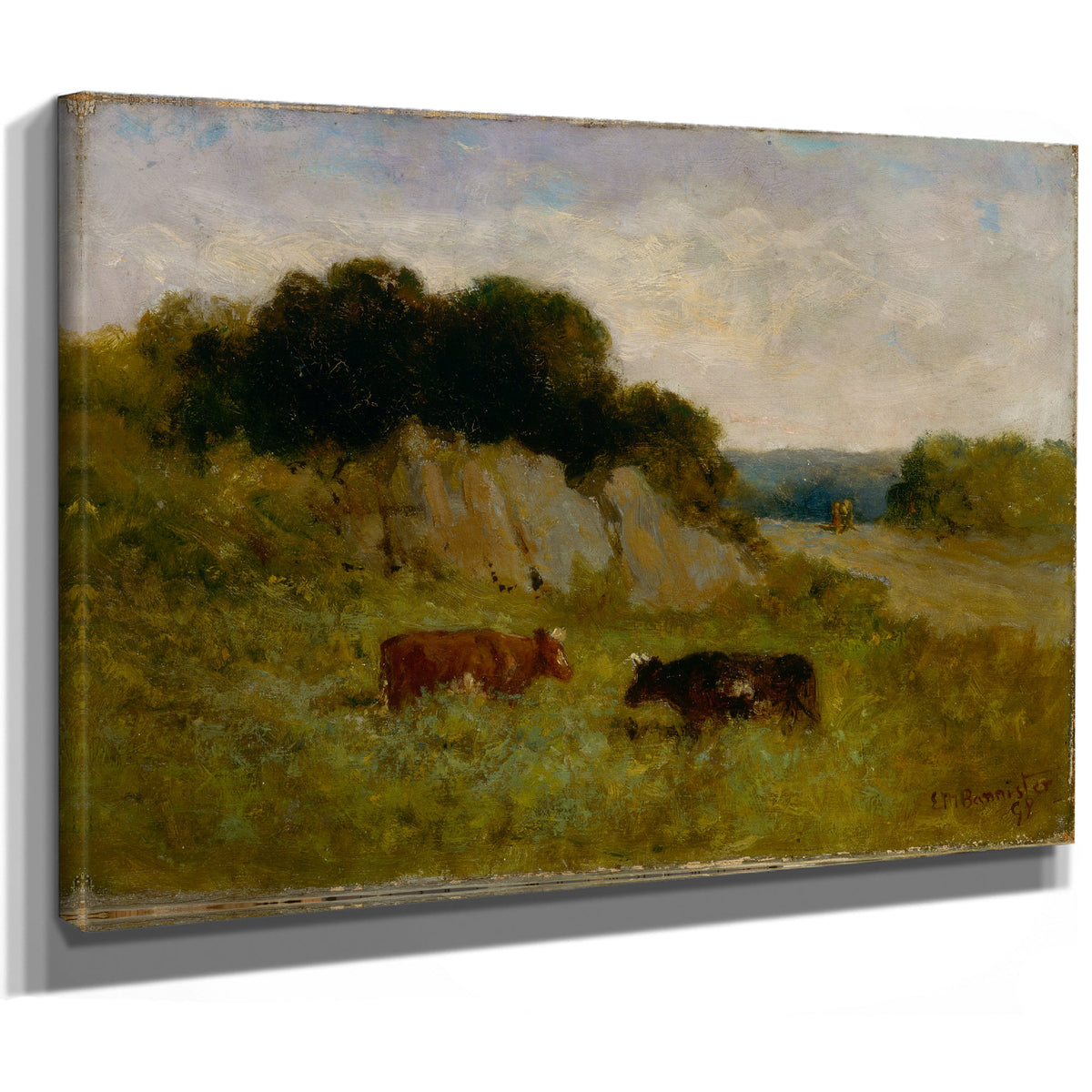 Untitled Landscape Two Cows By Mitchell Bannister