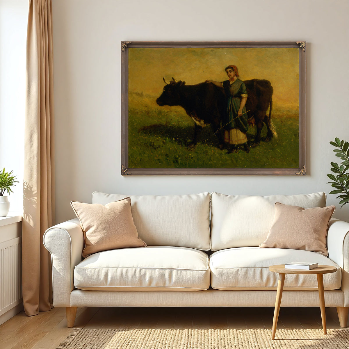 Untitled Woman Walking Cow By Mitchell Bannister