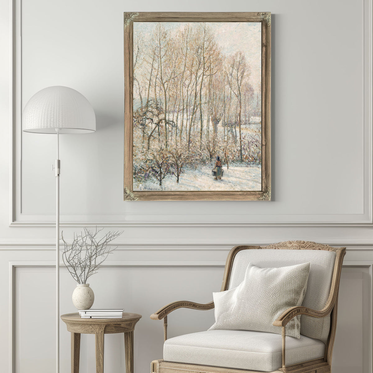 Morning Sunlight On The Snow Eragny Sur Epte by Camille Pissarro