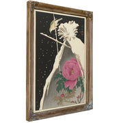 Siberian Bluechat Next to Peony By Ohara Koson