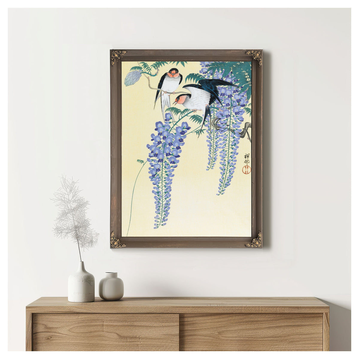 Swallows Wisteria 1930s By Ohara Koson