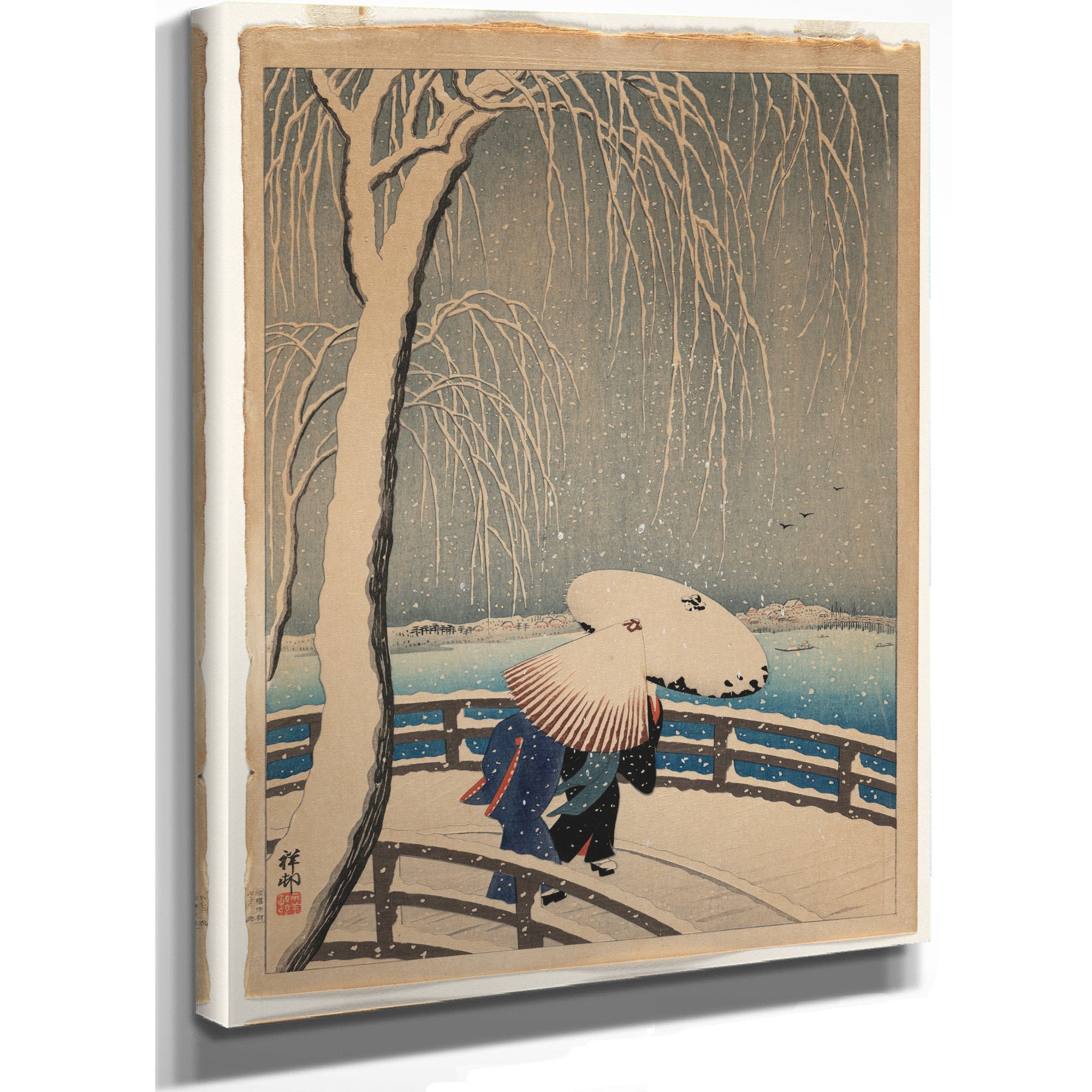 Umbrellas Snow 1931 By Ohara Koson