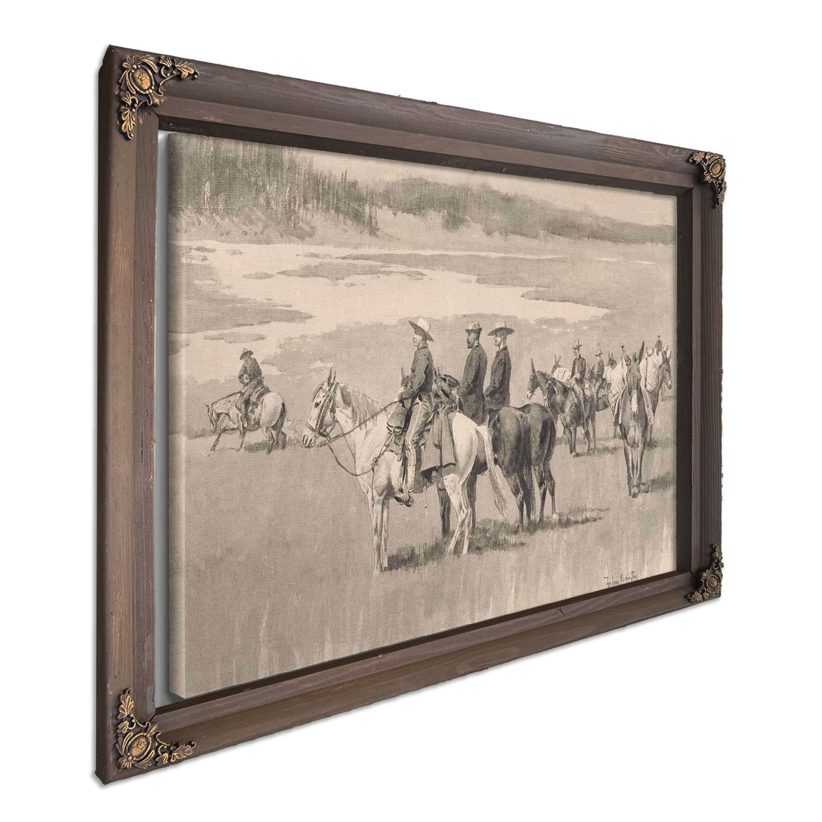 On The Head Waters Burgess Finding A Ford by Frederic Remington