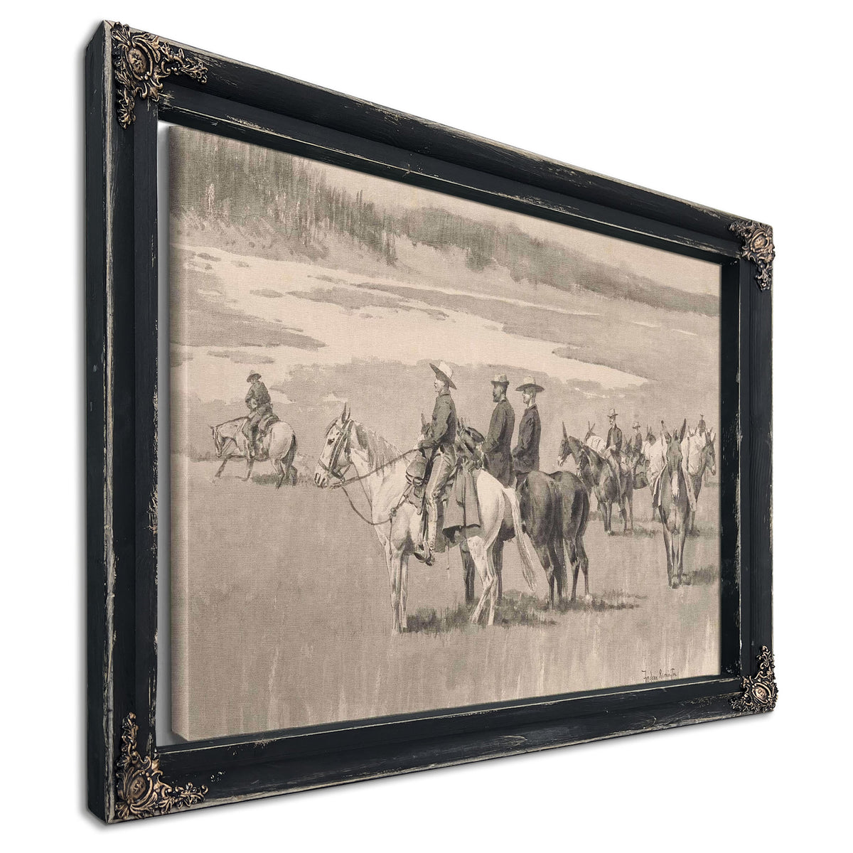 On The Head Waters Burgess Finding A Ford by Frederic Remington