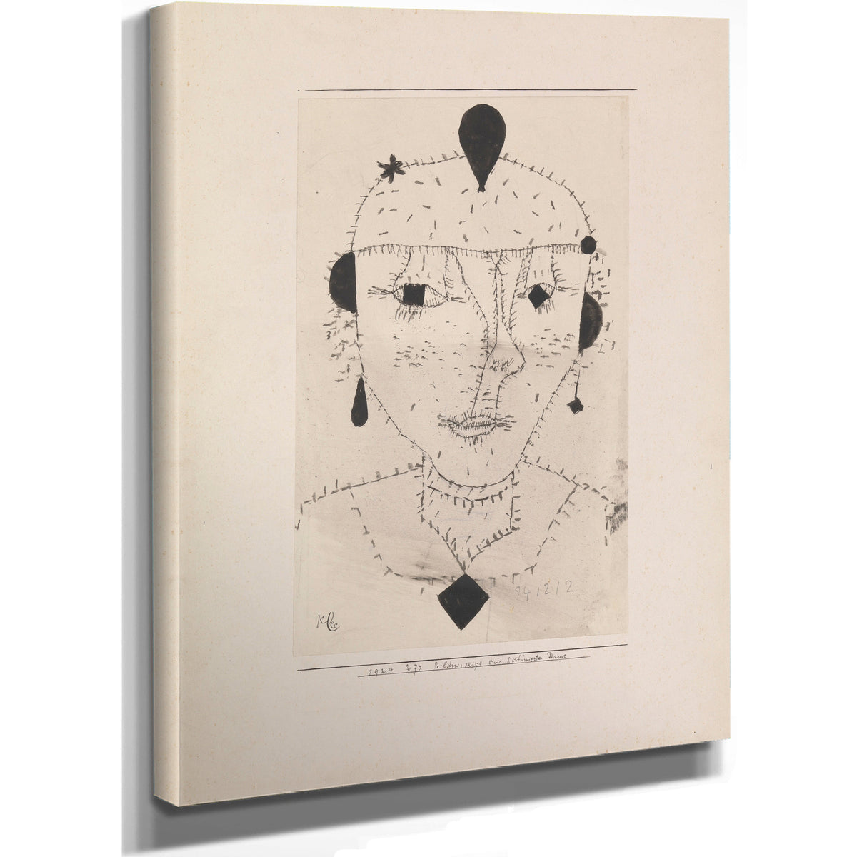 Portrait Sketch a Costumed Lady 1924 By Paul Klee
