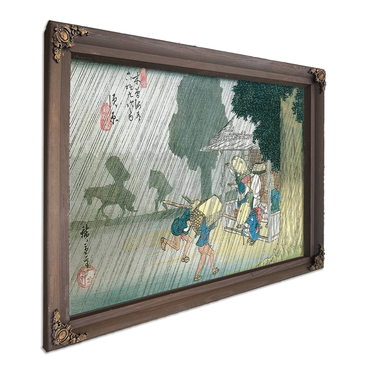 People Seeking Shelter From The Rain By Hiroshige