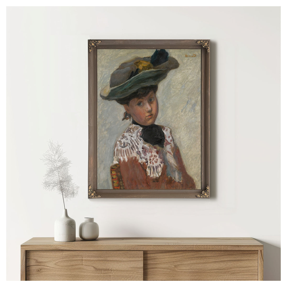 Portrait de Jeune Femme Or le Chapeau By Pierre Bonnard