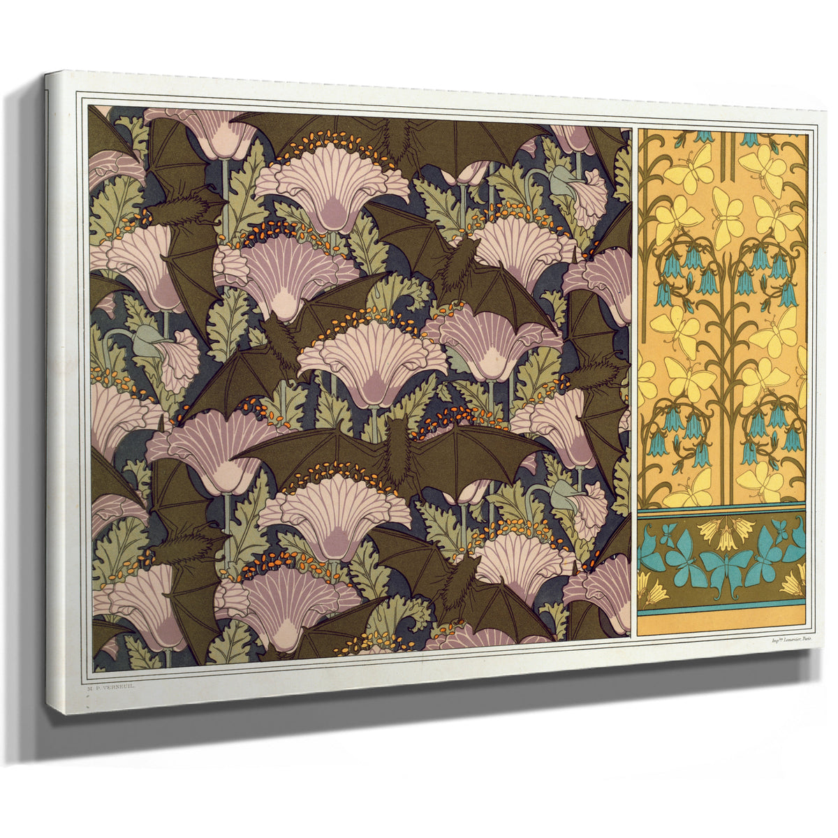 Chauves Souris et Pavots Tenture By Pillard Verneuil