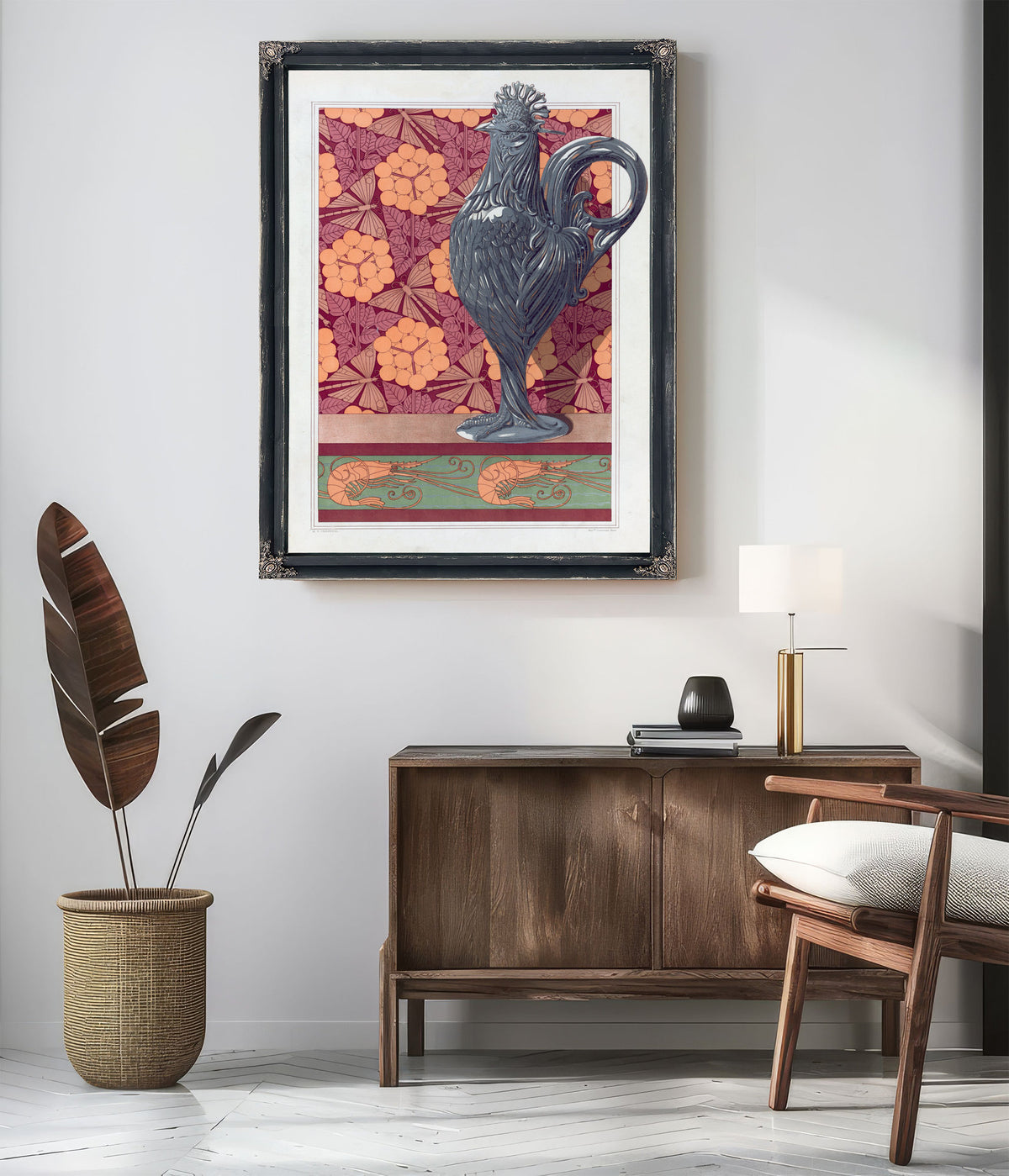 Coq Vase Argent Cisele Ombelles et By Pillard Verneuil