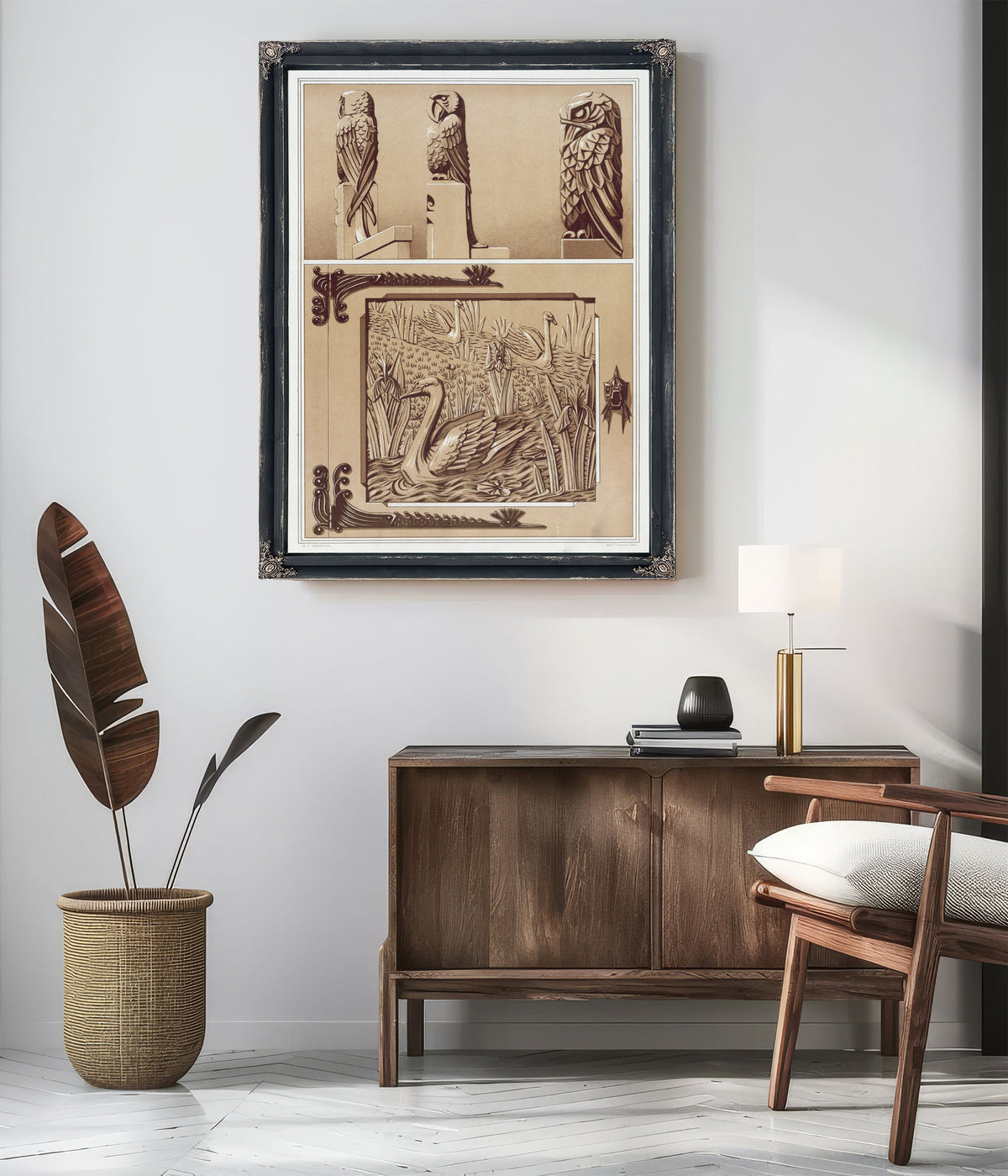 Perroquets Aigle Bois Sculpte Cygnes By Pillard Verneuil