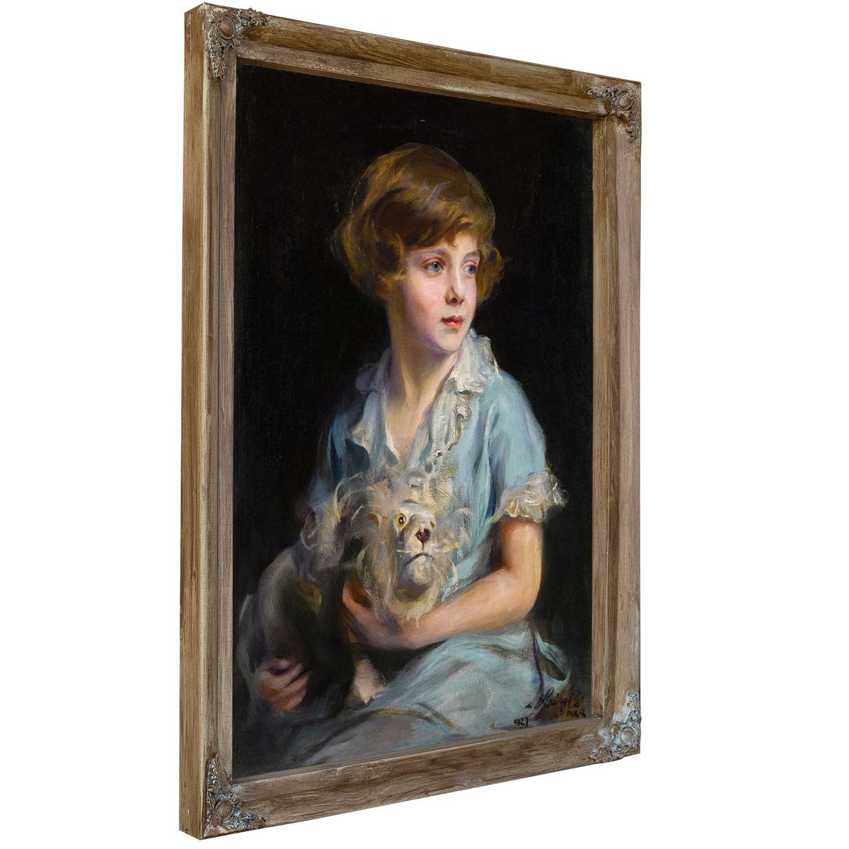 Portrait Of A Child With A Steiff Lion by Philip Alexius De Laszlo