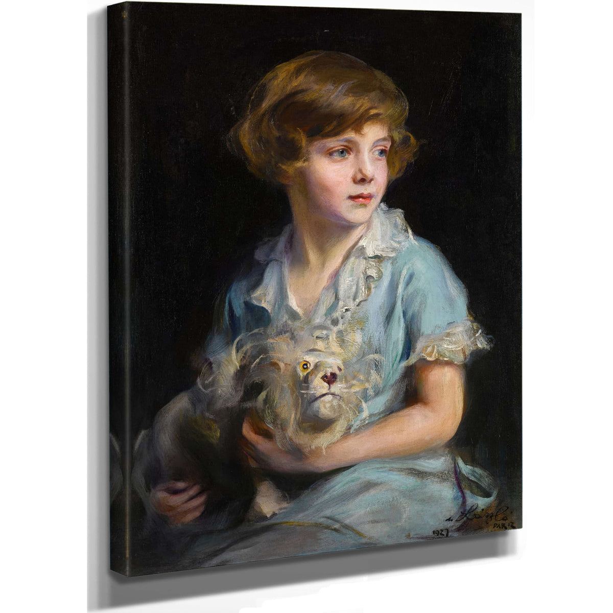 Portrait Of A Child With A Steiff Lion by Philip Alexius De Laszlo