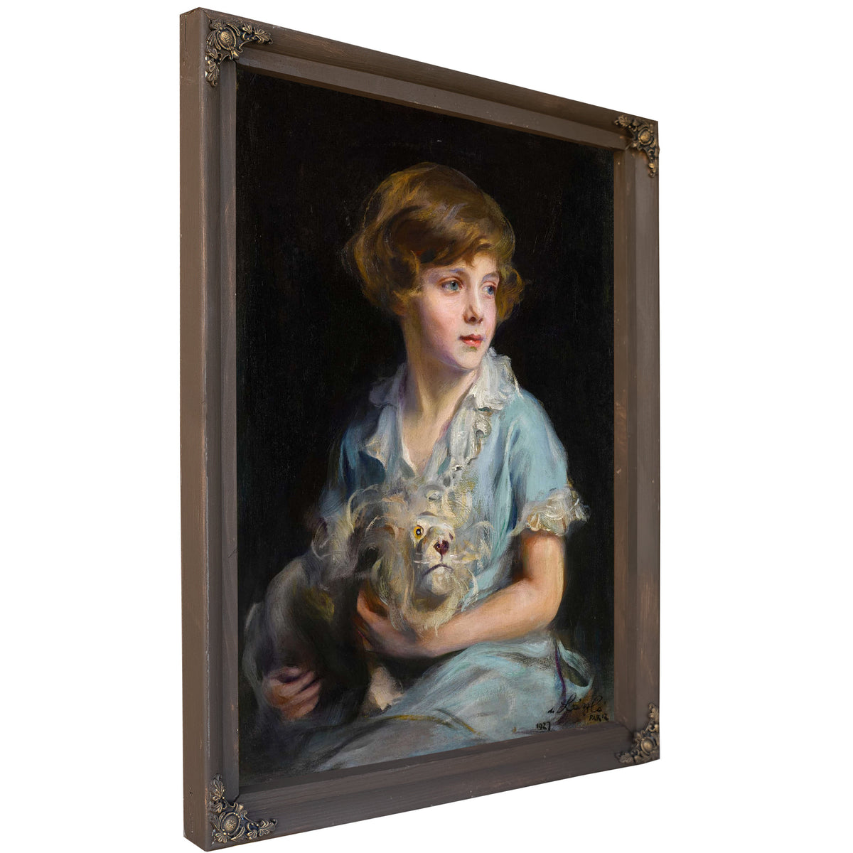 Portrait Of A Child With A Steiff Lion by Philip Alexius De Laszlo