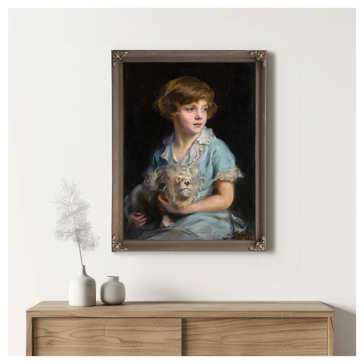 Portrait Of A Child With A Steiff Lion by Philip Alexius De Laszlo
