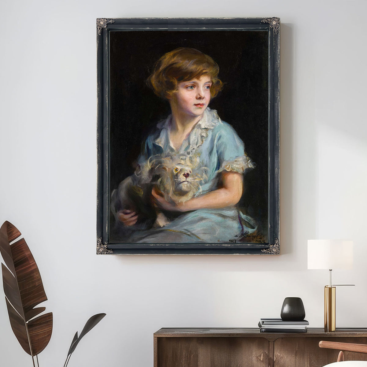 Portrait Of A Child With A Steiff Lion by Philip Alexius De Laszlo